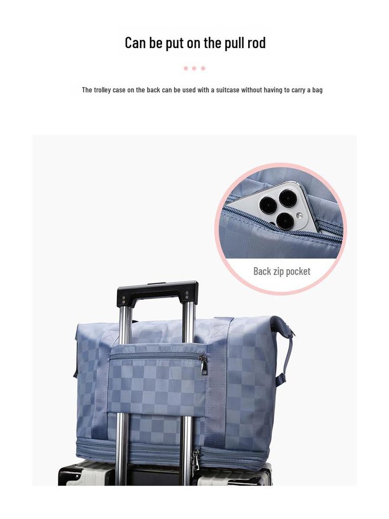 Вместительная расширяемая дорожная сумка на колесах с отделением для сухого/мокрого белья и возможностью переноски в ручной клади для беременных