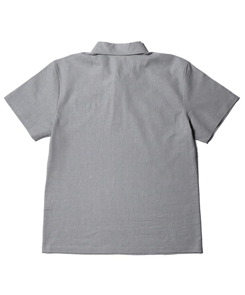 GAKKAI UNIONS Linen Short Sleeve Collared T-Shirt Gray