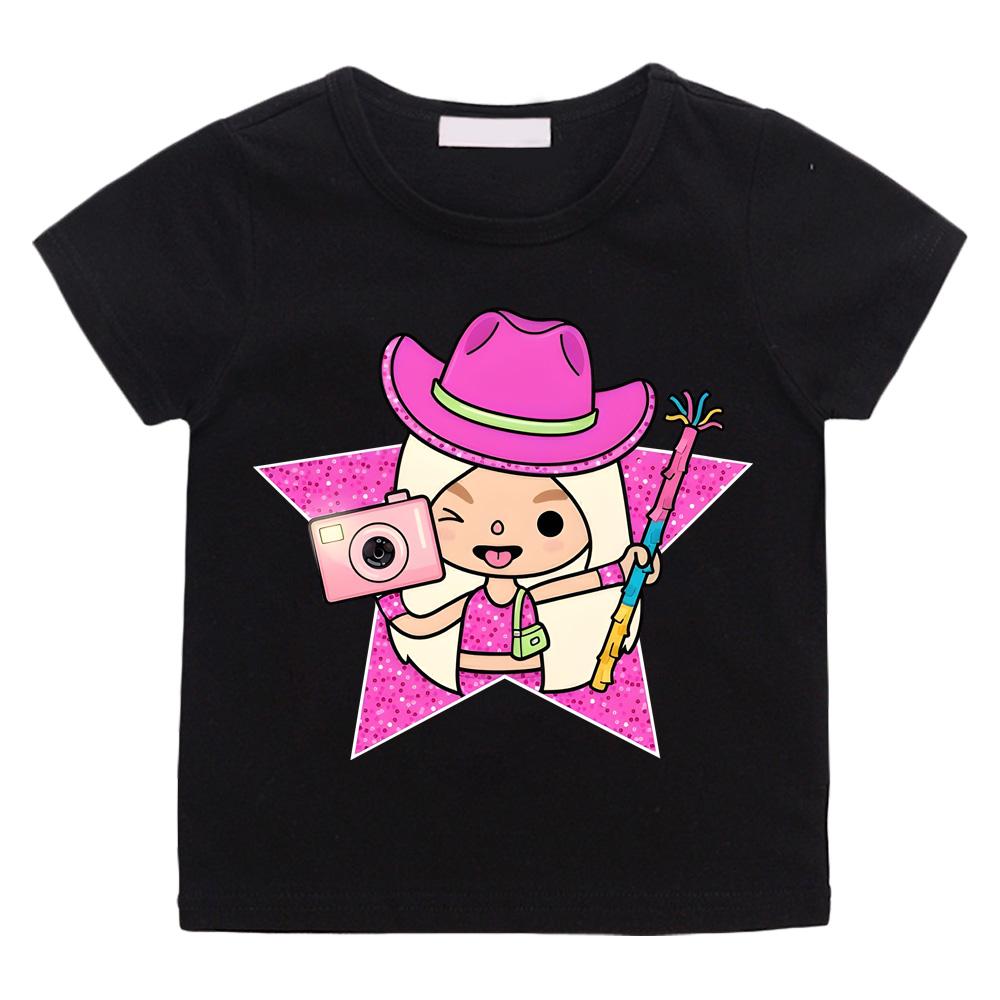 Кавайная футболка с мультяшным принтом Streetwear Мультяшная Манга 100% Хлопок Короткий рукав Мальчики/Девочки Футболка Летняя Подростки Кавайная С круглым вырезом Аниме Футболка Милый Топ