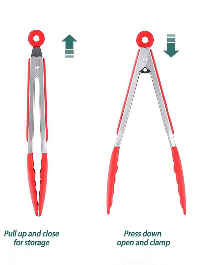 7,8-дюймовые силиконовые щипцы для барбекю из нержавеющей стали, кухонные щипцы с нескользящей ручкой для салата, хлеба, сервировки, кухонные аксессуары