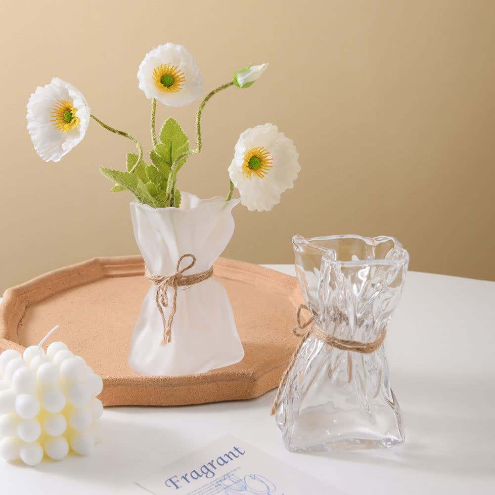 Цветок случайная форма один цветок свежий сушеный интерьер высота корейский цветок стеклянная ваза Ваза, стильный, основание, дизайн, Аврора, стекло, милый, маленький, ваза,