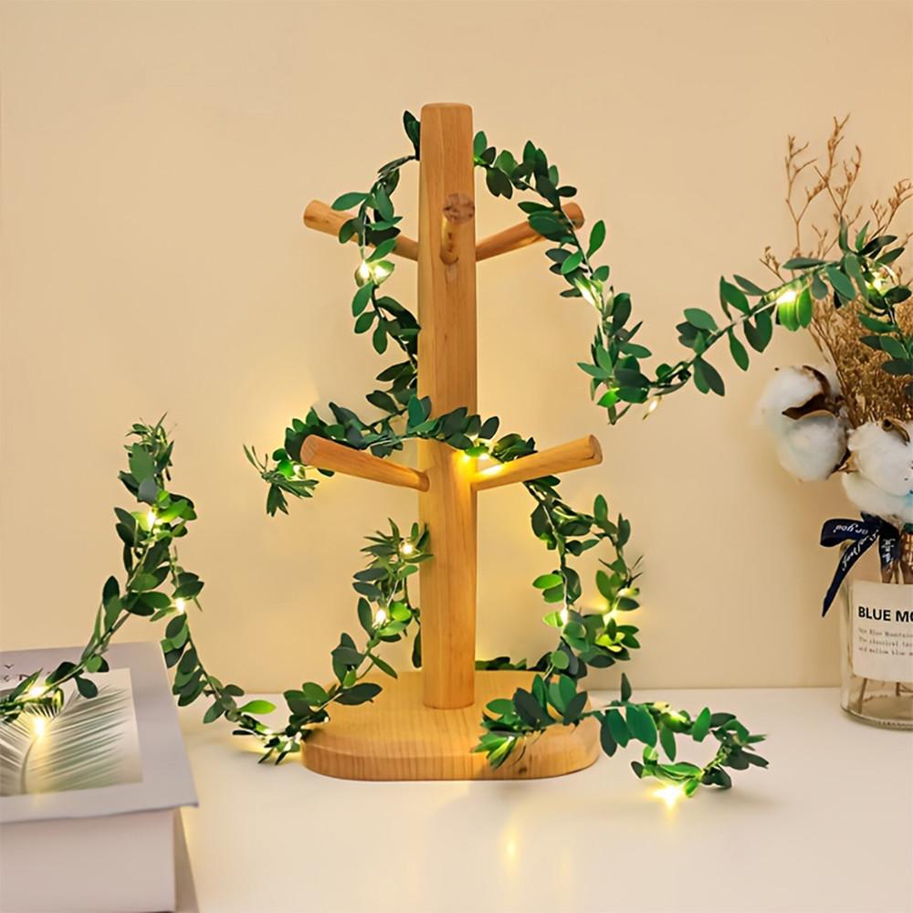 LED Green Rattan Copper Wire Light String DIY Simulation Garland Wedding Festival Decoration Flashing Light String