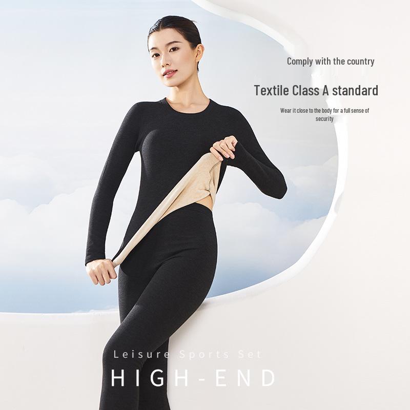 Женский антибактериальный теплый комплект нижнего белья из кашемира с добавлением шелка: Мягкий, Легкий и Утепленный для Осени/Зимы