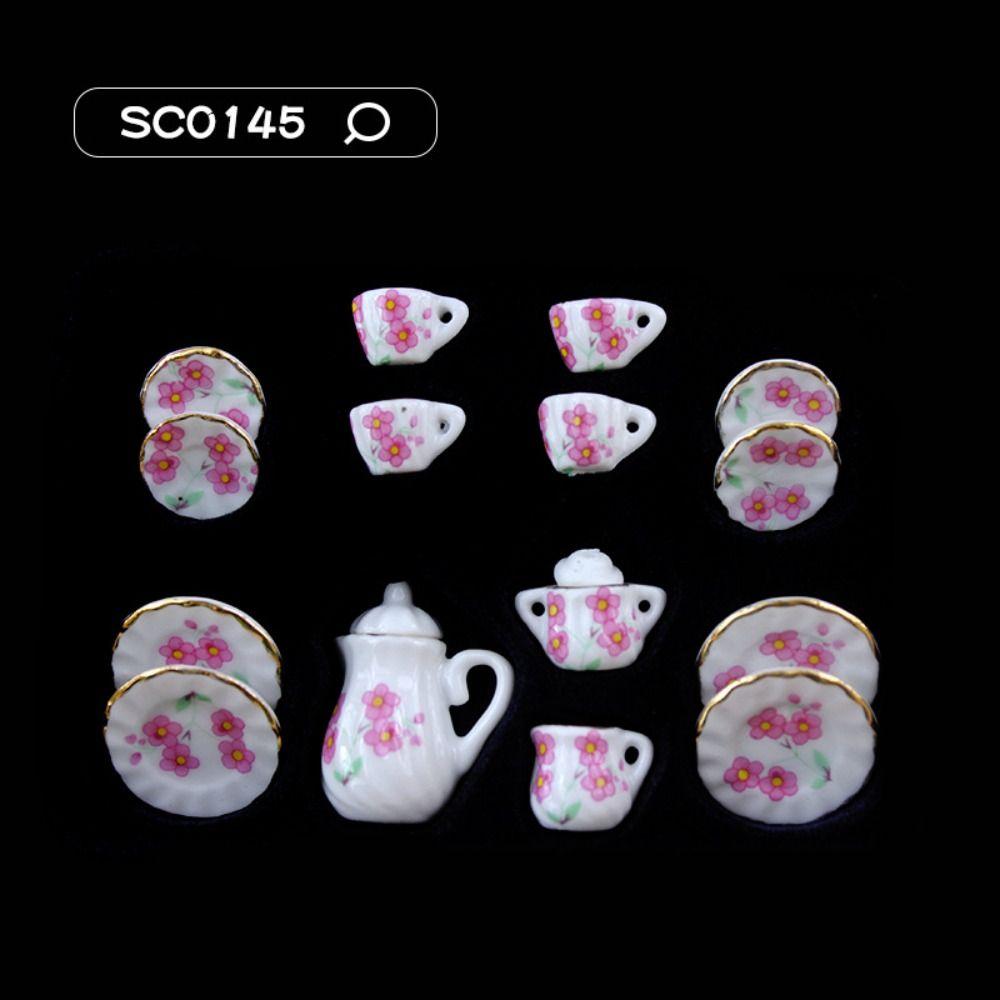 Tableware Dollhouse Miniature Tea Set Miniature Porcelain Tea Cup Set Doll House Accessories