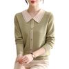 Mid-mother Spring Knitted Sweater Lapel Sweater Middle-aged and Elderly Women's Spring Thin Bottoming Top