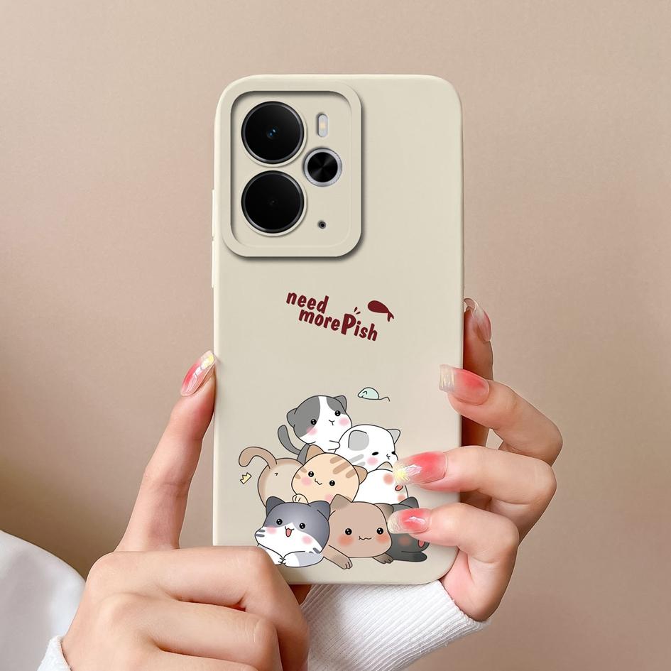 Cover Cases For Oppo Realme C75x 14X 14 14T Narzo 10 30 60 P3 A5 Pro Cute Cartoon Kitten Owl Patterns Liquid Silicone Dustproof Housing For Oppo Shell