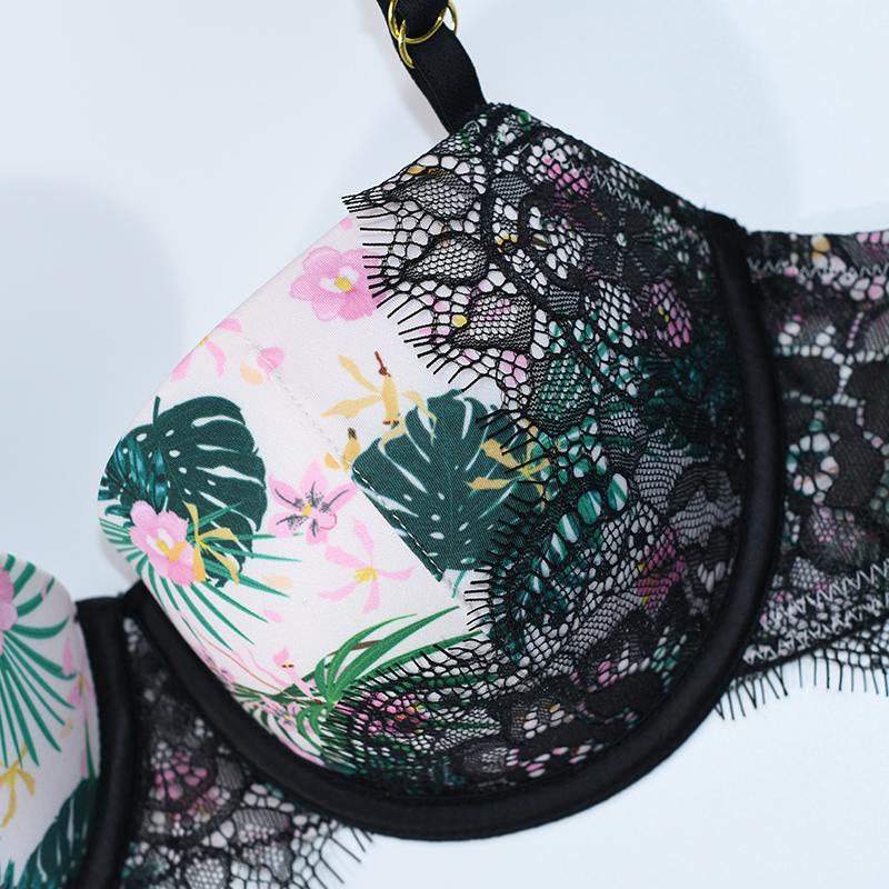 DKGEA Сексуальный комплект нижнего белья, толстый женский бюстгальтер пуш-ап с принтом, кружевное белье