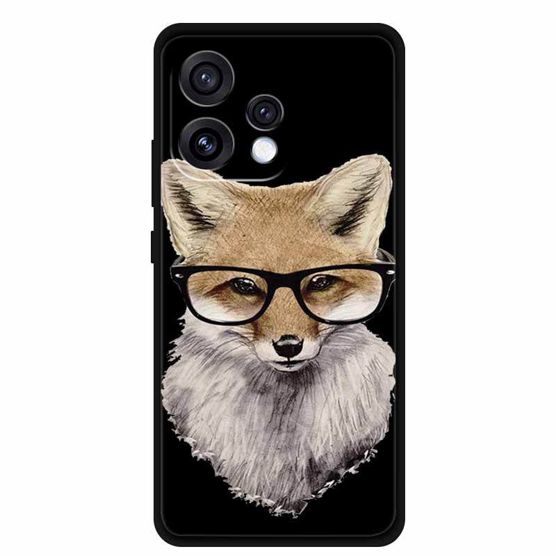Чехол для Oppo Reno15 5G Цветочный Черный Силиконовый Мягкий Защитный Задний Чехол для Oppo Reno 15C 2025 Чехол для Телефона Coque Мультяшные Ракушки