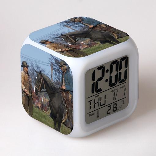 Western John Client Alarm Clock Student Small Gifts Color-changing Colorful Alarm Clock Square Clock