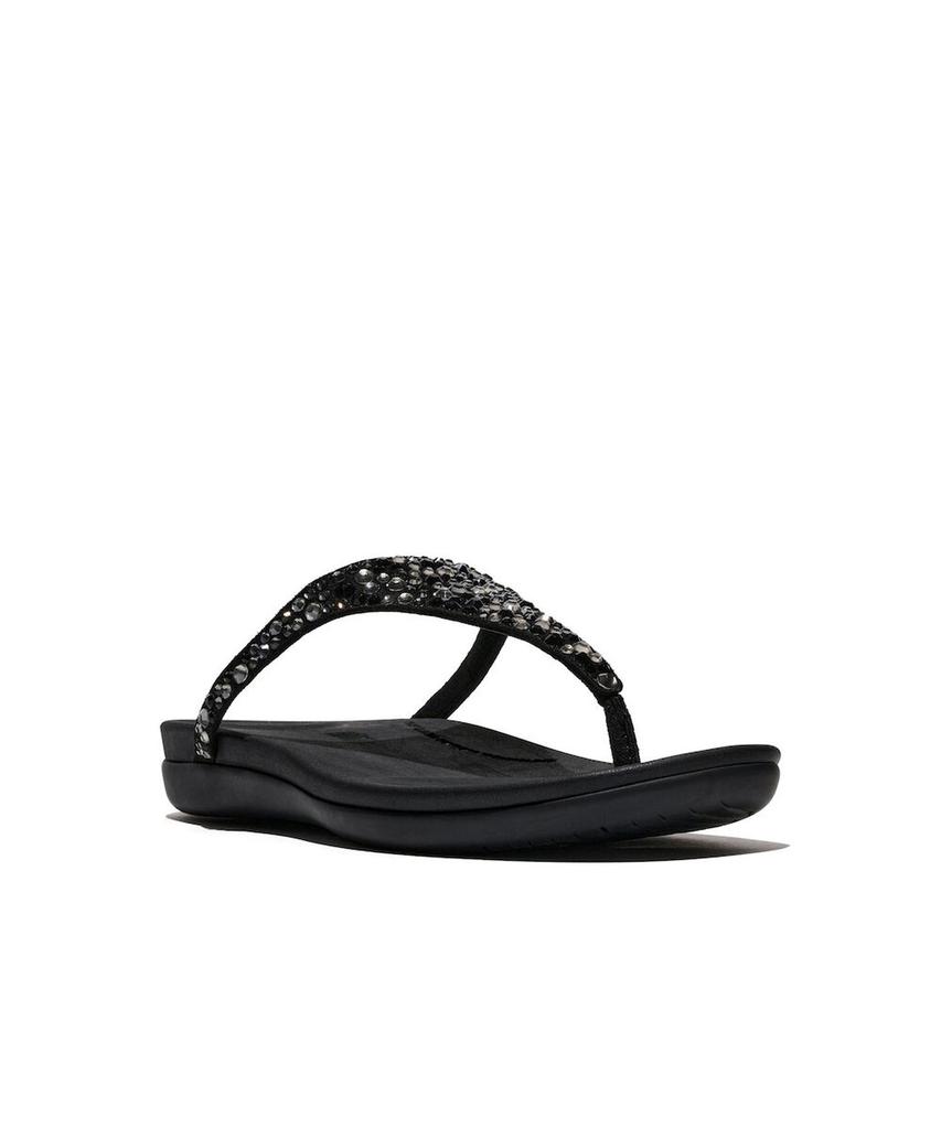 Женские сандалии Fitflop Soleil с перемычкой между пальцами и смешанными кристаллами - Черные (Ft64K2T375)