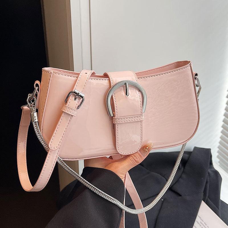 2025 Spring New French Temperament High-end Patent Leather Underarm Women's Bag Niche Design Fashion Shoulder Messenger Bag