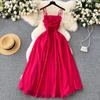 France Vintage Elegant Dress Women Summer Pleat Design Sense Immortal Gas Waist Hugging Light Luxury High Sense Long Dress