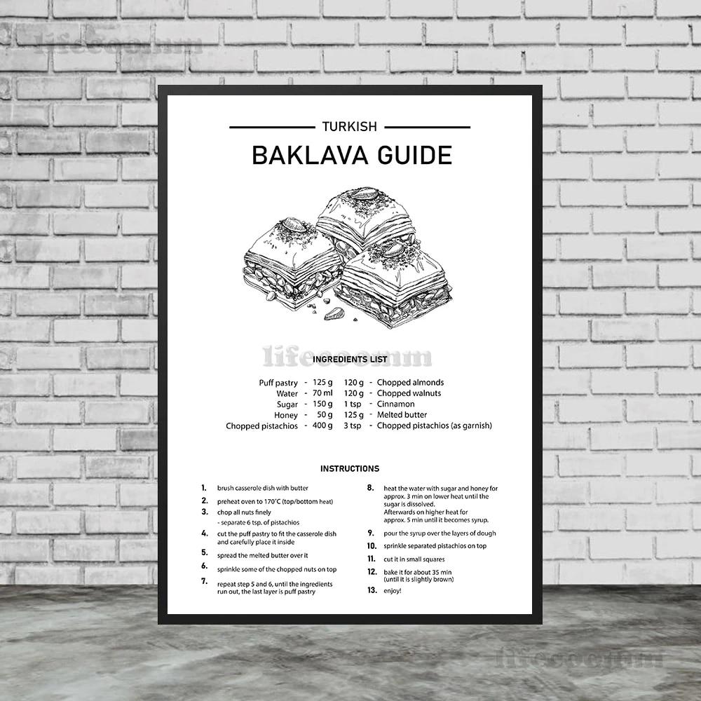 Турецкий кофе, художественный принт, плакат с яблоком, бананом, манго, фруктами и принтом, украшение, карандашный набросок фруктов для кухни, настенная живопись, без рамки