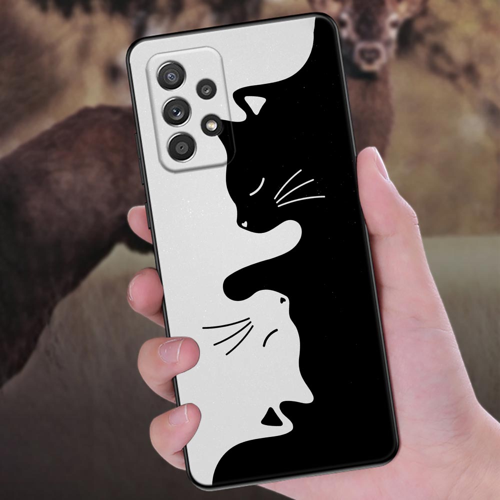 Забавный Милый Кот Лайн-Арт Чехол для Телефона Для Samsung Galaxy A57 A56 A37 A55 A36 A26 A54 A52 A35 A34 A25 A17 A16 A15 A07 A06 Мягкий Чехол