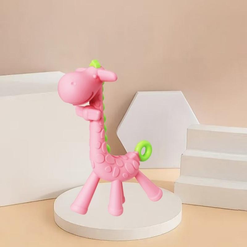 Цельный силиконовый прорезыватель Жираф Мультяшный Детский Кольцо-прорезыватель Силиконовый Грызунок-подвеска без БФА Подарок для прорезывания зубов Игрушка для младенцев