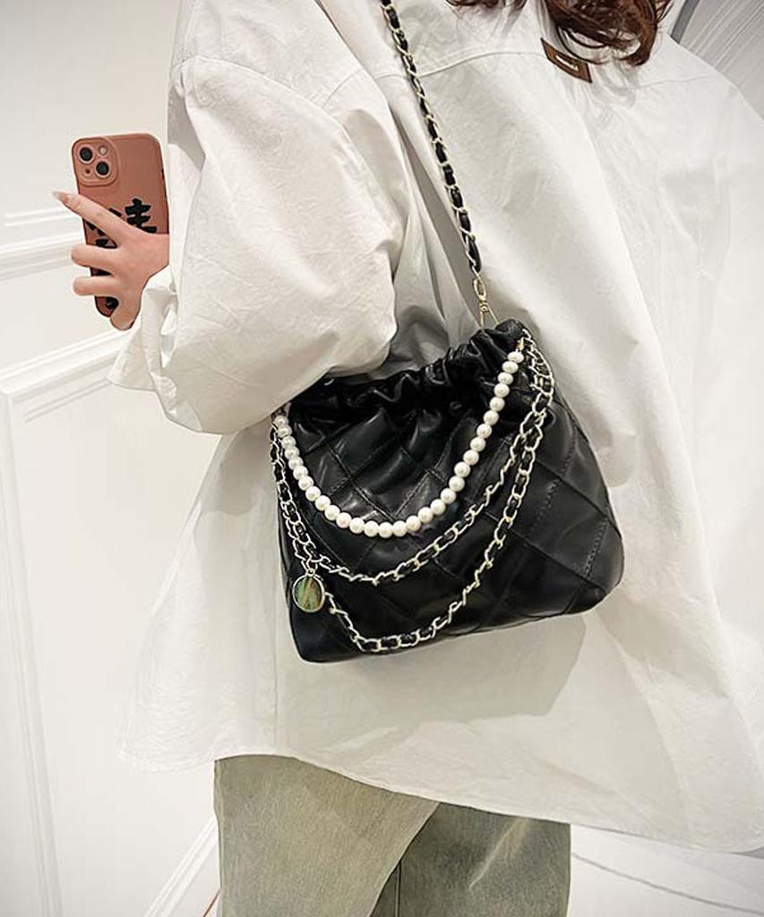 ACROSS Korean Fashion Women's Pearl Chain Bag ko-bag02