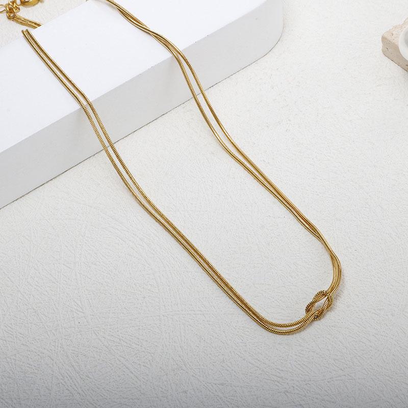 Цепочка из нержавеющей стали в виде круглой змеи для ключицы в европейском и американском стиле - парное ожерелье из титана с узелками для женщин