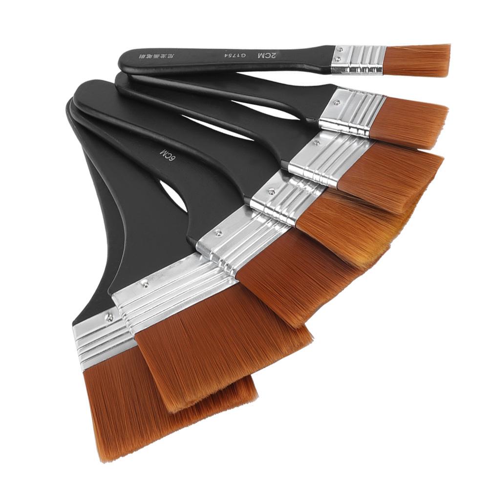 Набор из 7 легких деревянных ручек с плоскими кистями для масляной и акриловой живописи