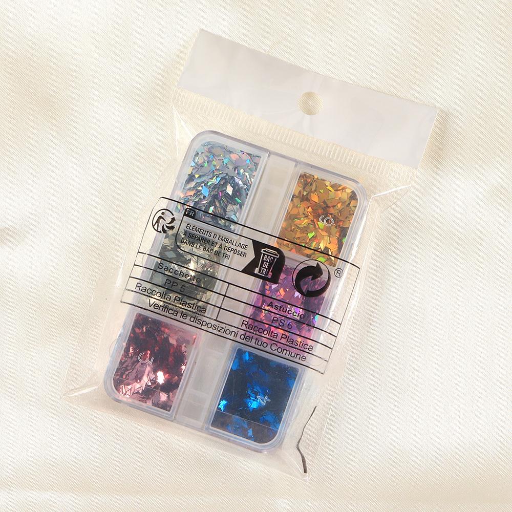 6 сеток Голографические ромбовидные пайетки для ногтей, украшение, материалы для дизайна ногтей своими руками, для принадлежностей для нейл-арта для женщин и девушек, декоративные элементы