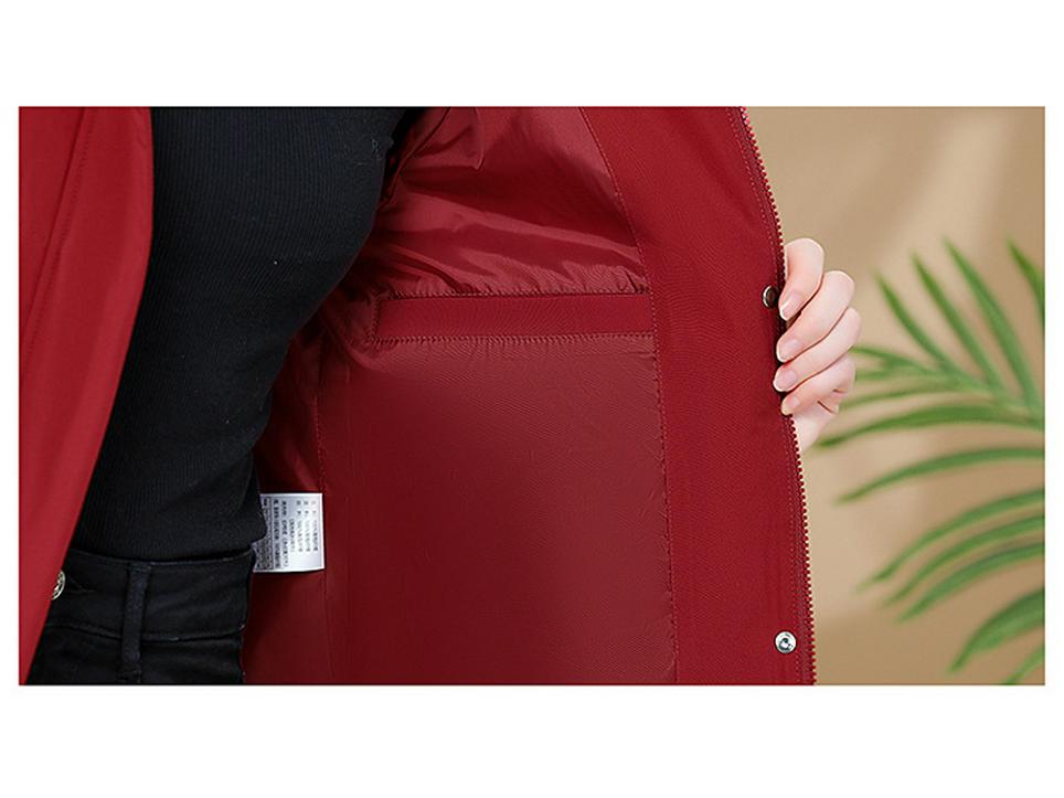 Женский пуховик средней длины из пуха белой утки 2025: Высококачественное приталенное теплое пальто с капюшоном для мам среднего возраста