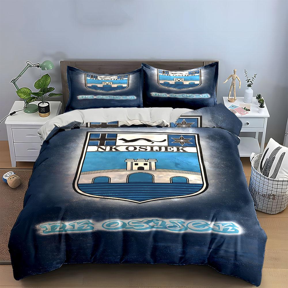 "NK Osijek Logo with Blue Background" Print Bedding Set Duvet Cover Pillowcases (1* Duvet Cover 2* Pillowcases Do Not Include Comforter)