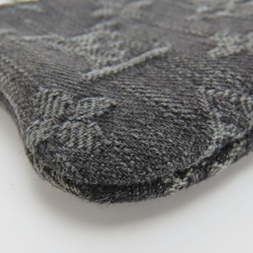 Used LOUIS VUITTON Coin case Pochette cree M95616 Monogram denim gray black Accessory