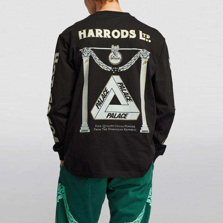 Palace Футболка с длинным рукавом с логотипом X Harrods Collaboration FW21, мужские топы, черная PAL-FW21-005