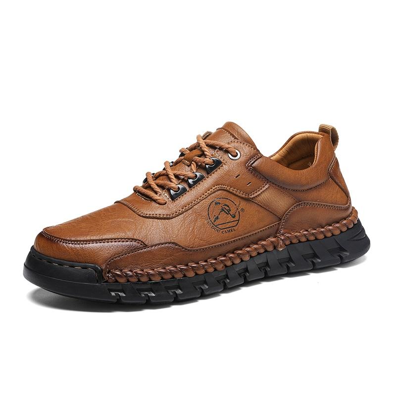 Fashion Mens Leather Shoes High Quality Luxury Outdoor Comfortable Handmade Soft Bottom Ankle Non-slip Flats Mens Casual Hiking Shoes