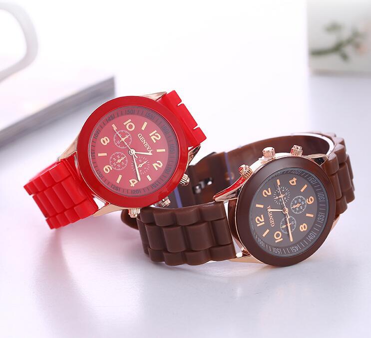 Geneva Silicone Women Watch Ladies Fashion Dress Quartz Wristwatch Female clock Jelly Colorful children's watch men Leisure