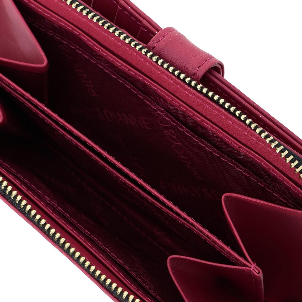 И застежка-молния, двойной кошелек, мягкий, гладкий, с тисненым логотипом из коровьей кожи, с подвеской, компактный для хранения карт PDLWDFS3 фуксия-розовый [Pinky Diane], Г-образный [Canelé]