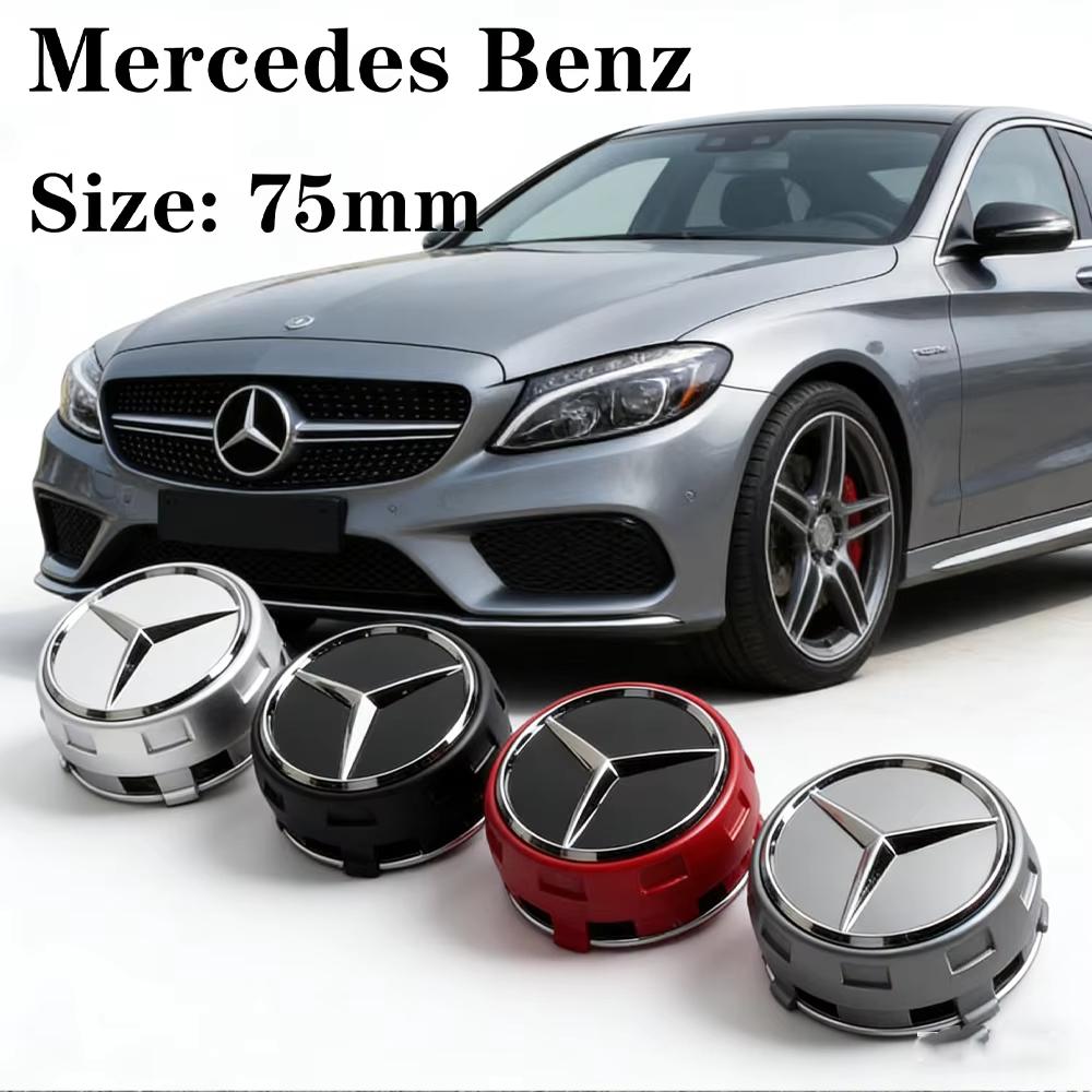 Car Ornaments Wheel Center Cap Hub Covers Badge 4Pcs 75mm For Mercedes Benz AMG B/C/E/S Class C43 C63 E43 E53 E63 GLC CLA GLE ML6