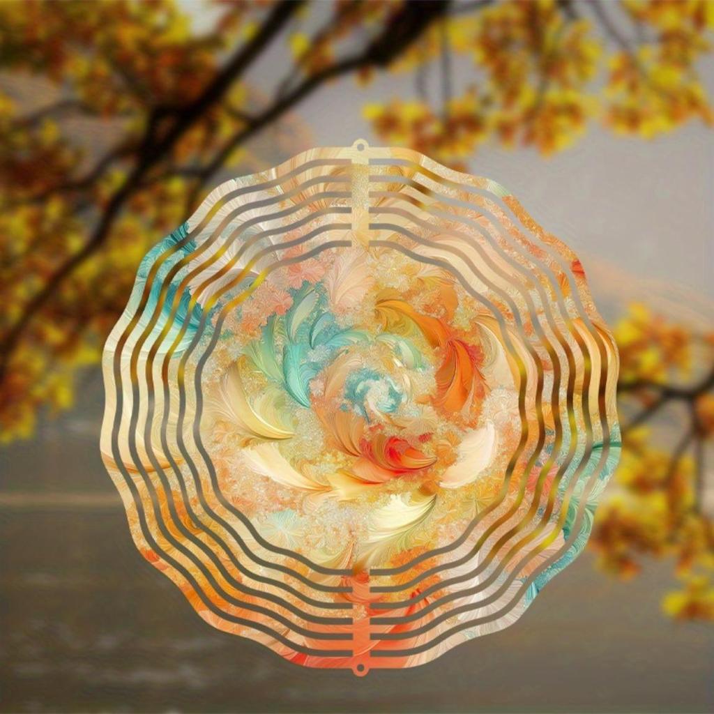 Vibrant Stained Glass Wind Chime with 360 Rotation Colorful Outdoor Decor for Garden Balcony Creative Gift Idea Hanging Ornament