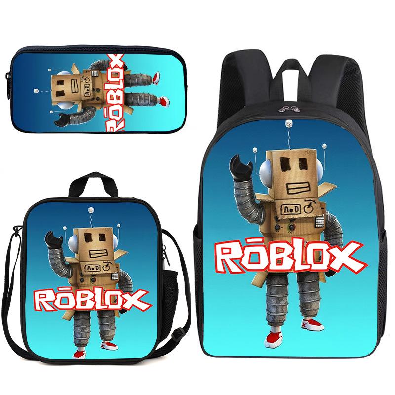 3D Аниме Рюкзак Трехсекционный Roblox Студенческий Рюкзак Сумка для Еды Пенал Школьная Сумка с Принтом