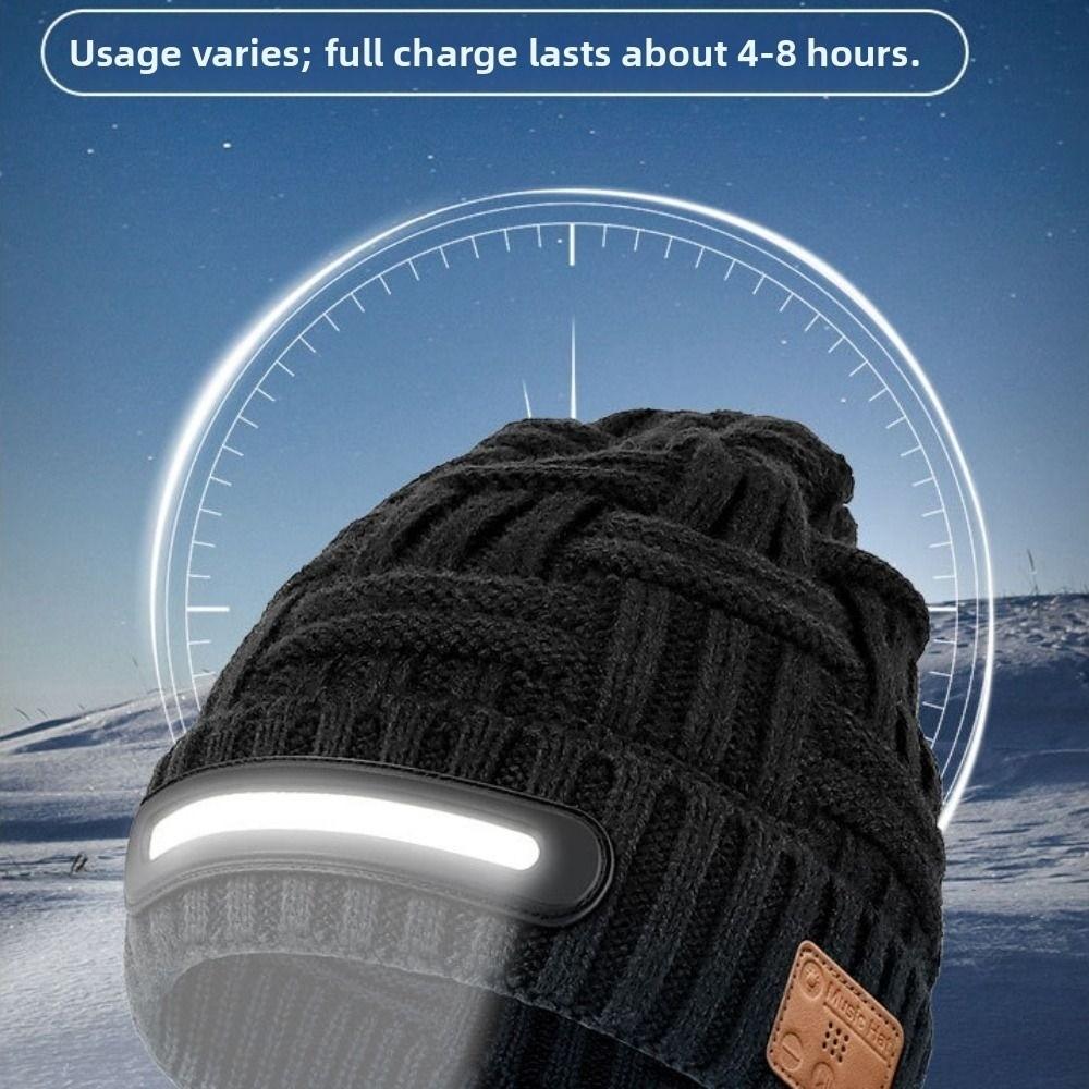 Winter Warm Bluetooth Music Knitted Hat Plus Velvet Coldproof Ear Protection Hat Supporting Wireless Calls USB Rechargeable