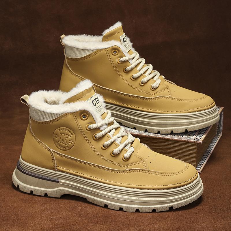 Модные новые зимние ботинки мужские хлопковые туфли зимние водонепроницаемые теплые плюшевые уличные повседневные ботинки для снега нескользящие ботильоны мужские