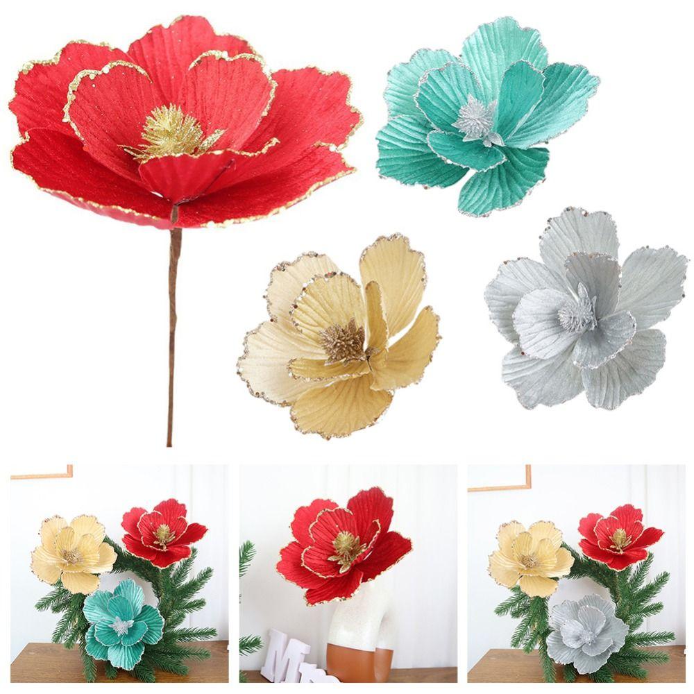 Exquisite Design Glitter Christmas Flower DIY Artificial Flowers New Year