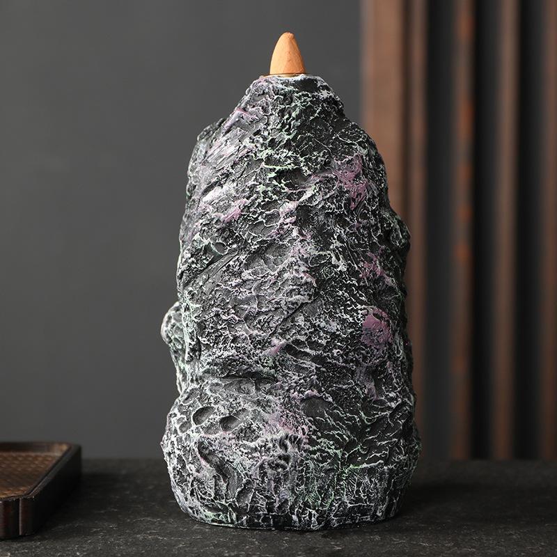 Creative Fantasy Crystal Cave LED Ornaments Backflow Incense Burner Waterfall Incense Cones Censer Decoration