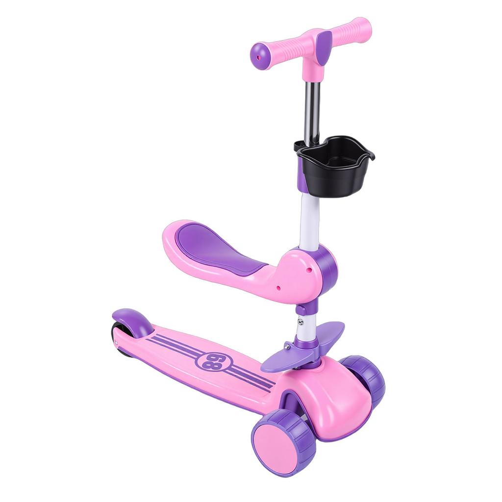 3-колесный самокат со светодиодной подсветкой, рулем и съемным сиденьем, складной самокат для активного отдыха