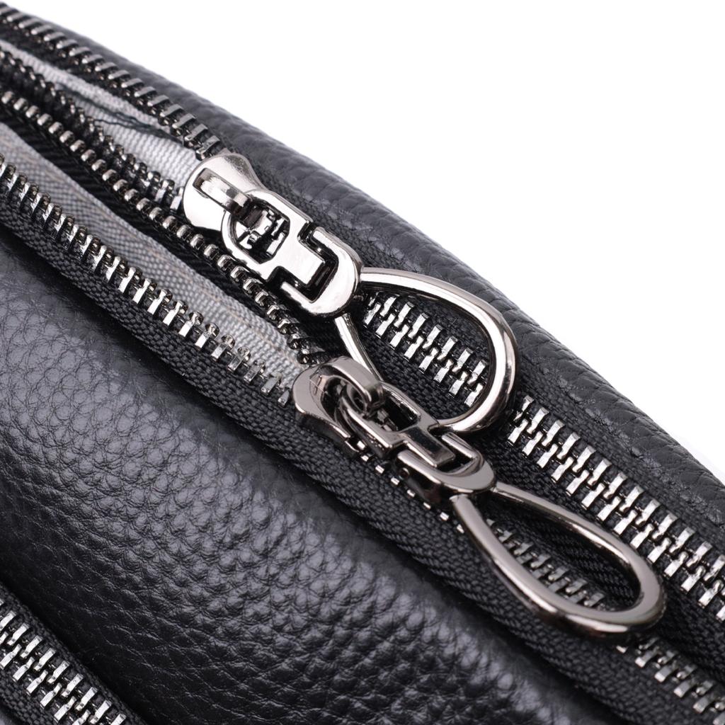 Rectangular Women's Bag with Pockets Made of Genuine Leather Vintage 22597 Black