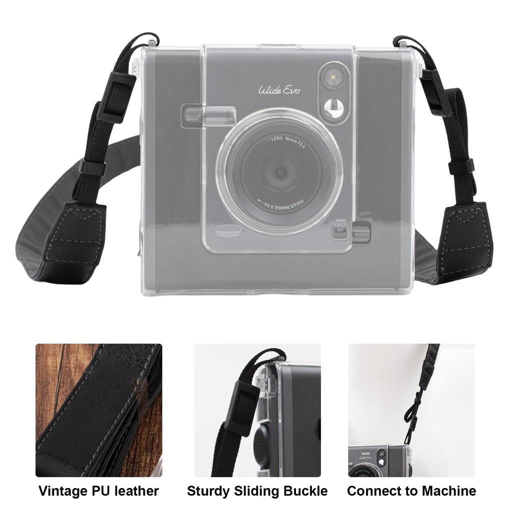 HIYQIN Clear Case for Fujifilm Instax Wide EVO 2-in-1 Hybrid Instant Film Printer Camera, Clear Cover Protective Shell with Shoulder Strap