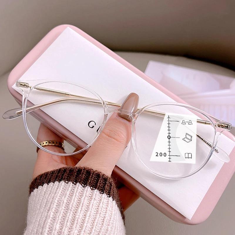 Роскошные мультифокальные очки для ближнего и дальнего зрения унисекс, очки для чтения с защитой от синего света, диоптрии для женщин и мужчин, сверхлегкие очки для дальнозоркости от 0 до +4,0