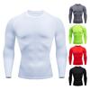 Мужская футболка для фитнеса с круглым вырезом и длинным рукавом, обтягивающие спортивные топы, быстросохнущие пуловеры для фитнеса, футболки, спортивная одежда