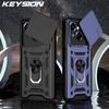 KEYSION Shockproof Case for TECNO Spark Go 1 Go 2025 Slide Camera Lens Protection Ring Stand Phone Back Cover for Tecno Pop 9 4G