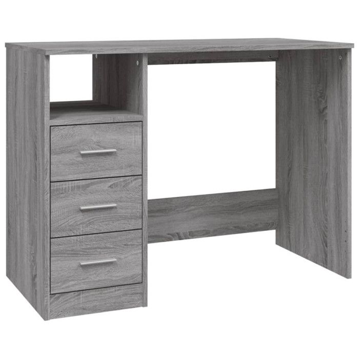 VidaXL Desk with Drawers Sonoma Grey 102x50x76 Cm Engineered Wood 823038