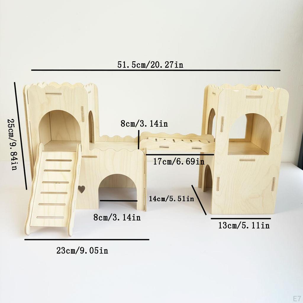 Wood Hamster Hideout Cage Accessories Habitat Decor Nest for Lemmings Dwarf Hamsters Rat
