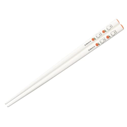 Kanesho Pottery Dick Bruna "Miffy" Chopsticks, Lacquered, Children's, 18cm, Apple Design, Made In Japan, White, 242012