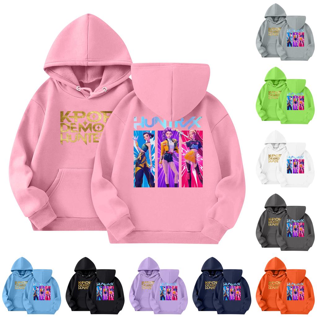 Child Fashion Lightweight Long Sleeve Pullover With Pockets Print Hoodie