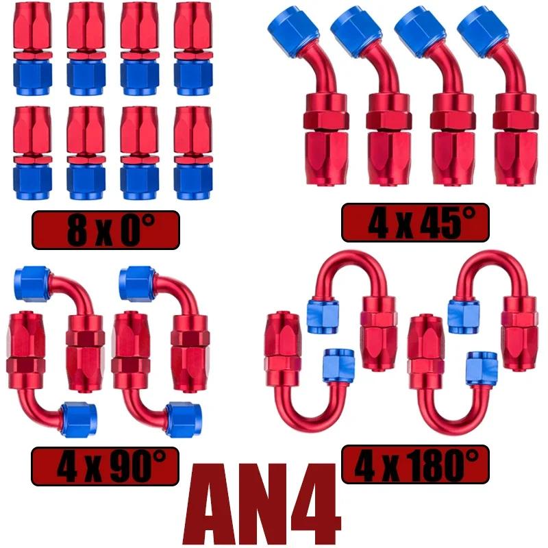 20 шт. 4AN 6AN 8AN 10AN 12AN 8x0° 4x45° 4x90° 4x180° Градусов Поворотные Конечные Фитинги Шланга Адаптер Для Трубки Топливной Масляной Линии CPE Заглушка NPT