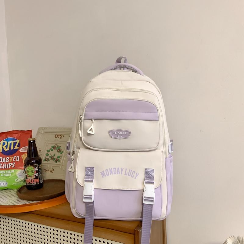 Школьный рюкзак для младших школьников, женский контрастный рюкзак для кампуса, рюкзак большой емкости