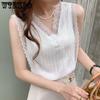 Suspender Women's Loose Suit with Summer Vest Sleeveless French Lace Slip Top Solid Color Casual T-shirt Top